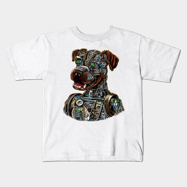 Cyborg Dog Kids T-Shirt by Calisi